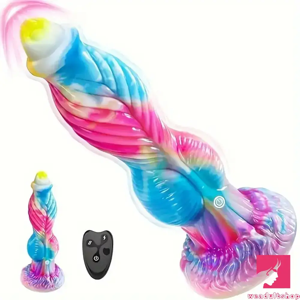 10.2in Odd Big Soft Silicone Monster Thrusting Vibrating Real Dildo