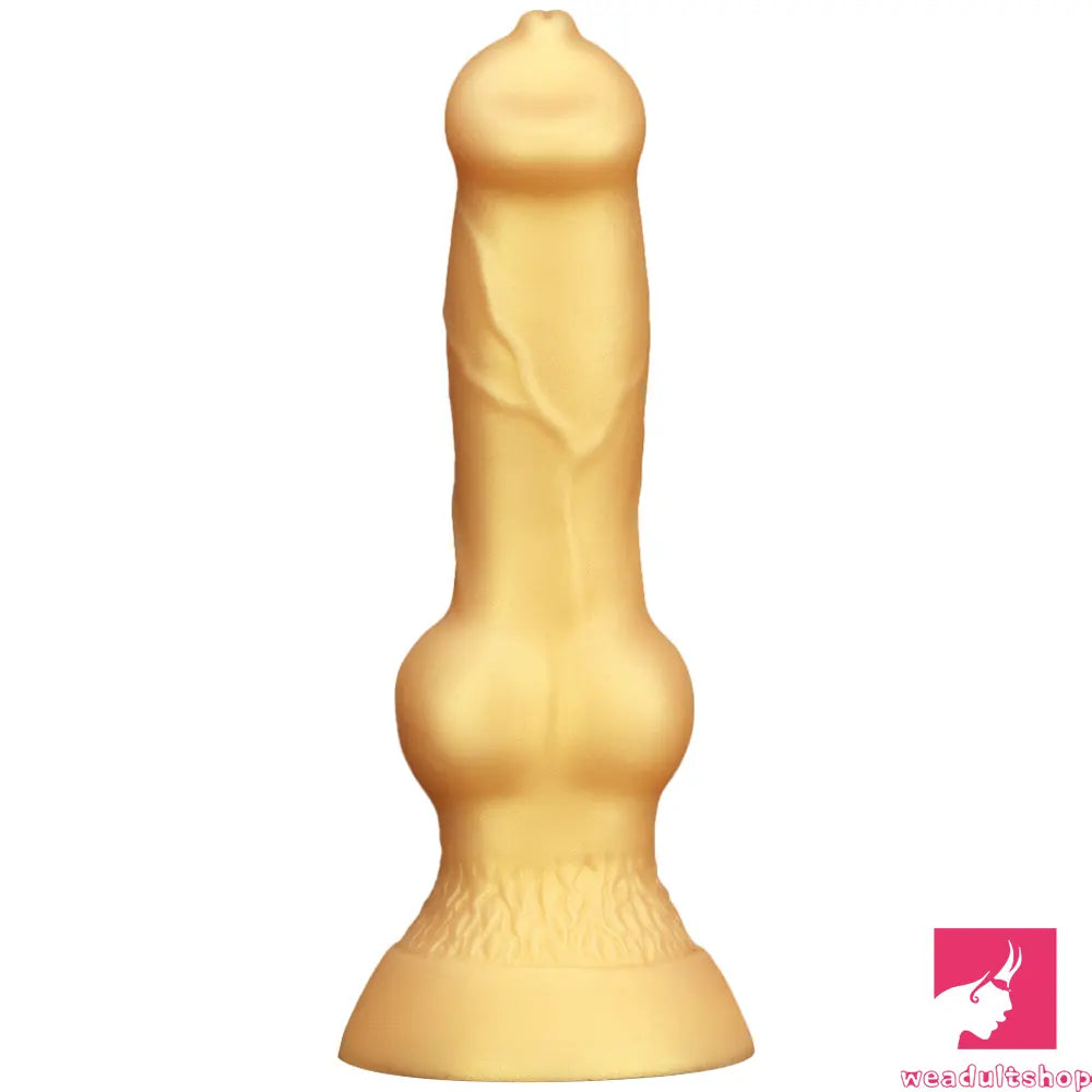 3.81in 7.48in Gold Silicone Soft Small Dog Dildo For Anal Vaginal Toy