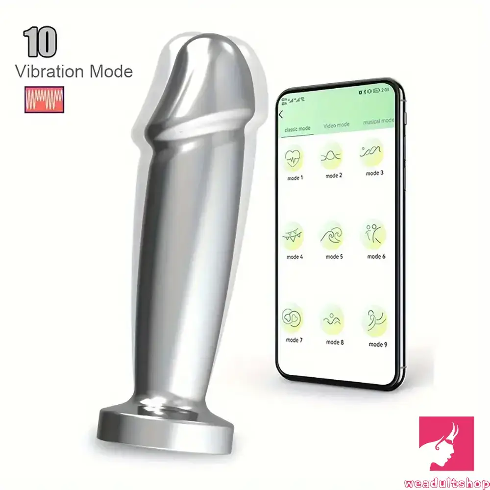 4.52in Stainless Steel Vibrating App Remote Control Dildo For Women Sex