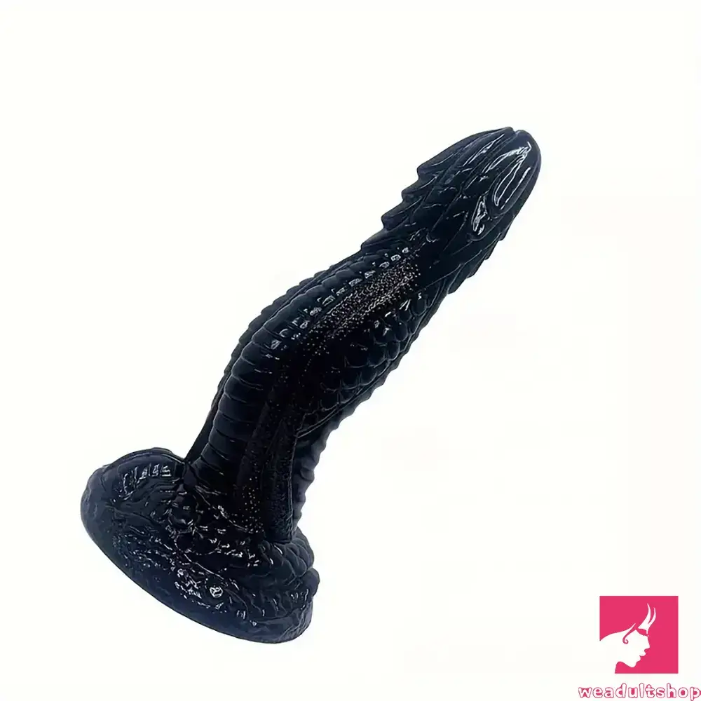 8.15in Silicone Dragon Large Soft Black Dildo For Male Strong Suction Cup