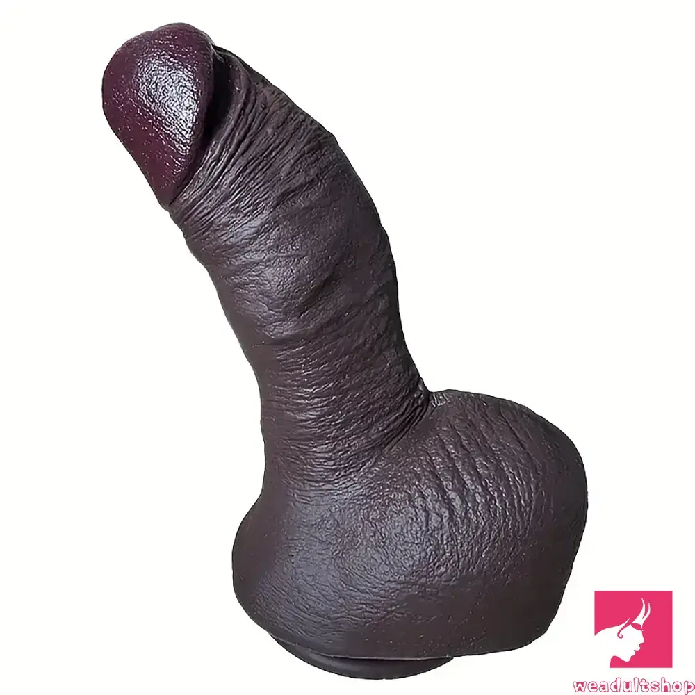 9.44in Lifelike Ebony Fat Silicone Large Soft Real Dildo With Suction Cup