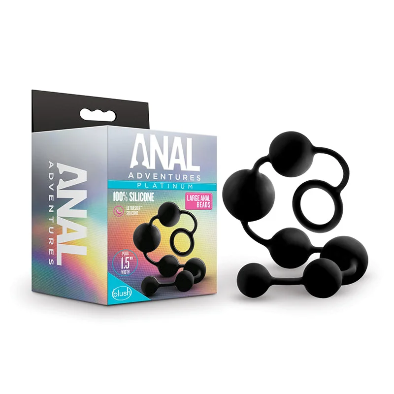 Blush Anal Adventures Platinum Silicone Large Anal Beads Black