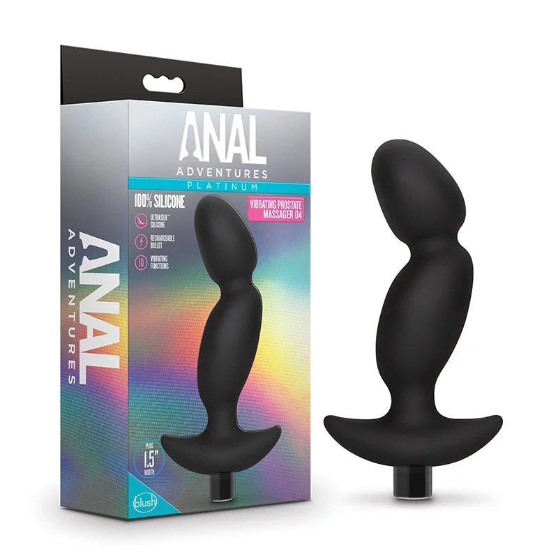 Blush Anal Adventures?Platinum Silicone Rechargeable Vibrating Prostate Massager 04 Black