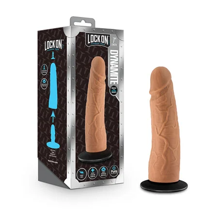 Blush Lock On 7' Dynamite Dildo w/Suction Cup Adapter - Mocha