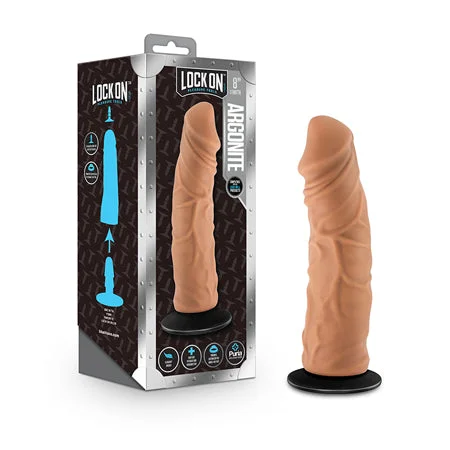 Blush Lock On 8' Argonite Dildo w/Suction Cup Adapter - Mocha