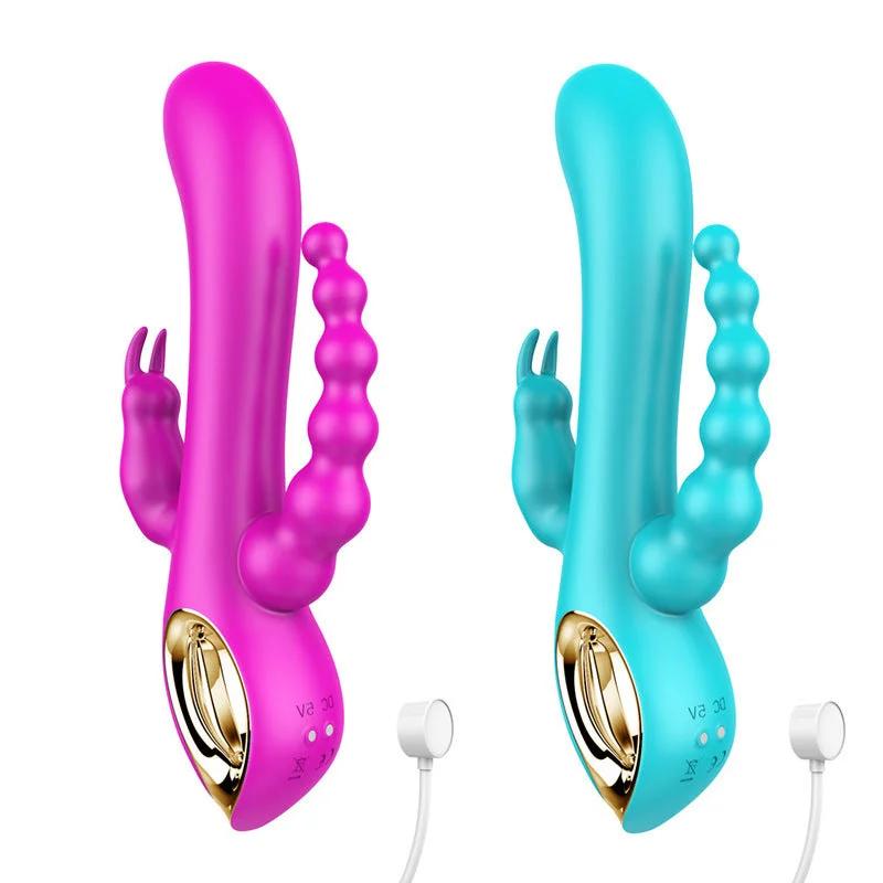 Domlust Three-Head Dragon Vibrator- G-spot Rabbit Beads Anus Stimulation 3-in-1 Female Sex Toys