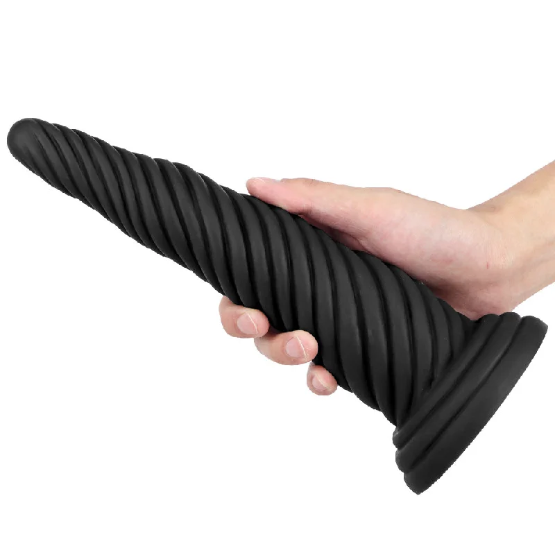 Exotic Black Dildo Anal Butt Plug - Fantasy Big Sprial Monster Dildo Sex Toys for Women Men