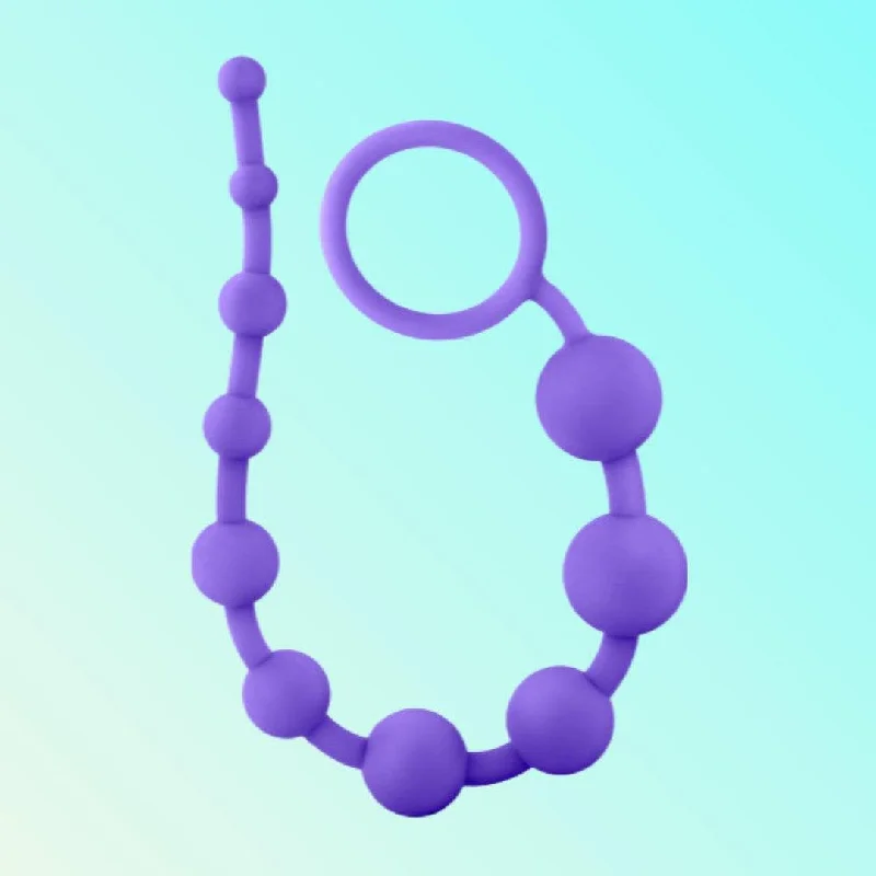 Luxe Silicone Anal Beads with 10 Beads - Purple