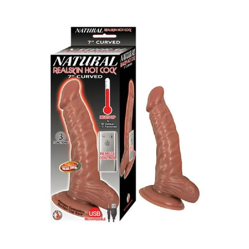 Natural Realskin Hot Cock Curved 7 inches Brown Dildo