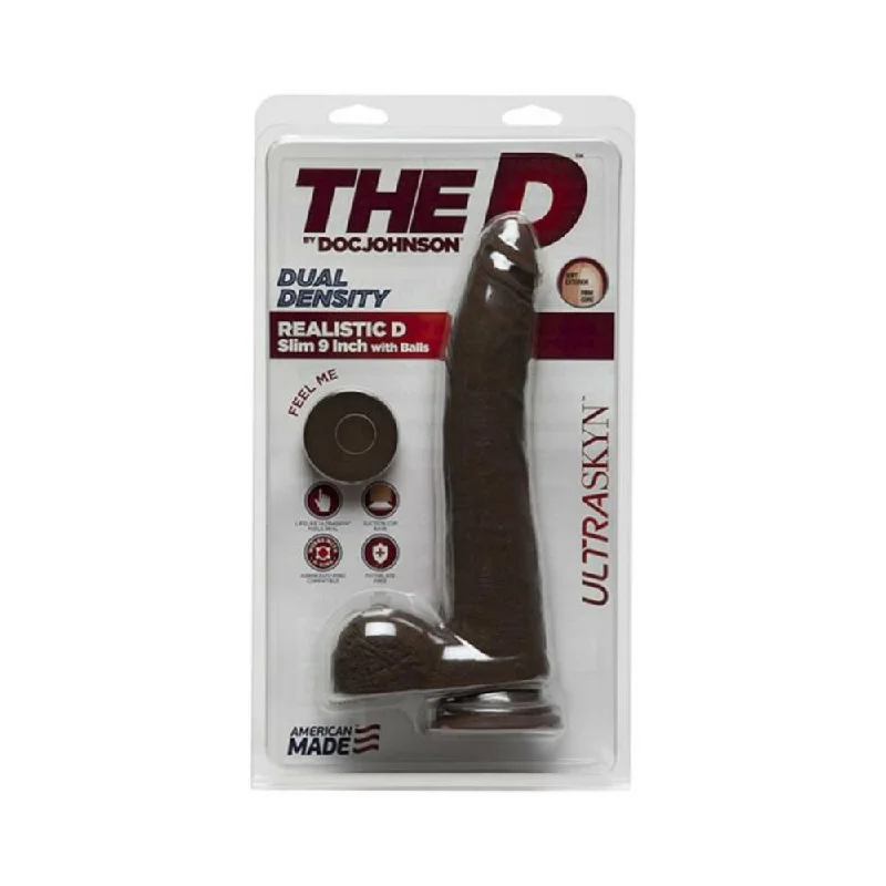 The Realistic D Slim W/balls 9 Chocolat