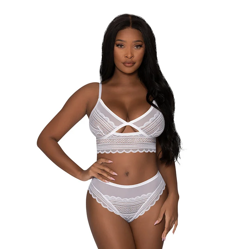 Magic Silk Modern Romance Bralette & Hipster White L/XL