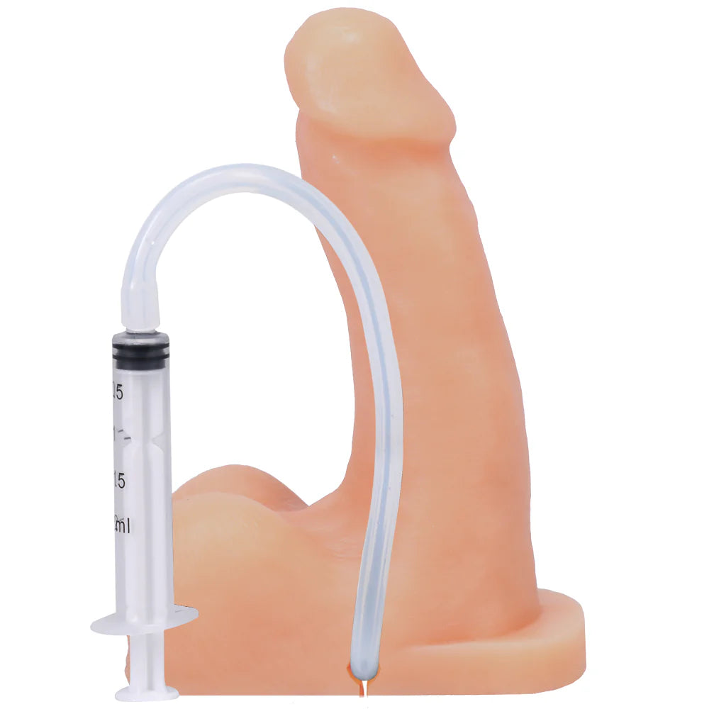 Pop N' Play Silicone Squirting Packer Dildo - Cream