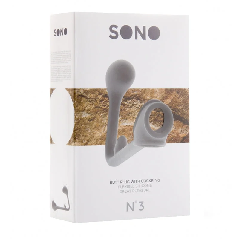 Sono No.3 - Butt Plug with Cockring - Grey