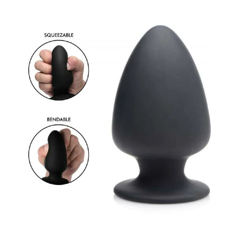 Squeezable Silicone Anal Plug Black Medium