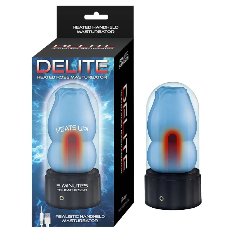 Delite Heated Rose Masturbator Blue - Realistic & Intense Handheld Stroker