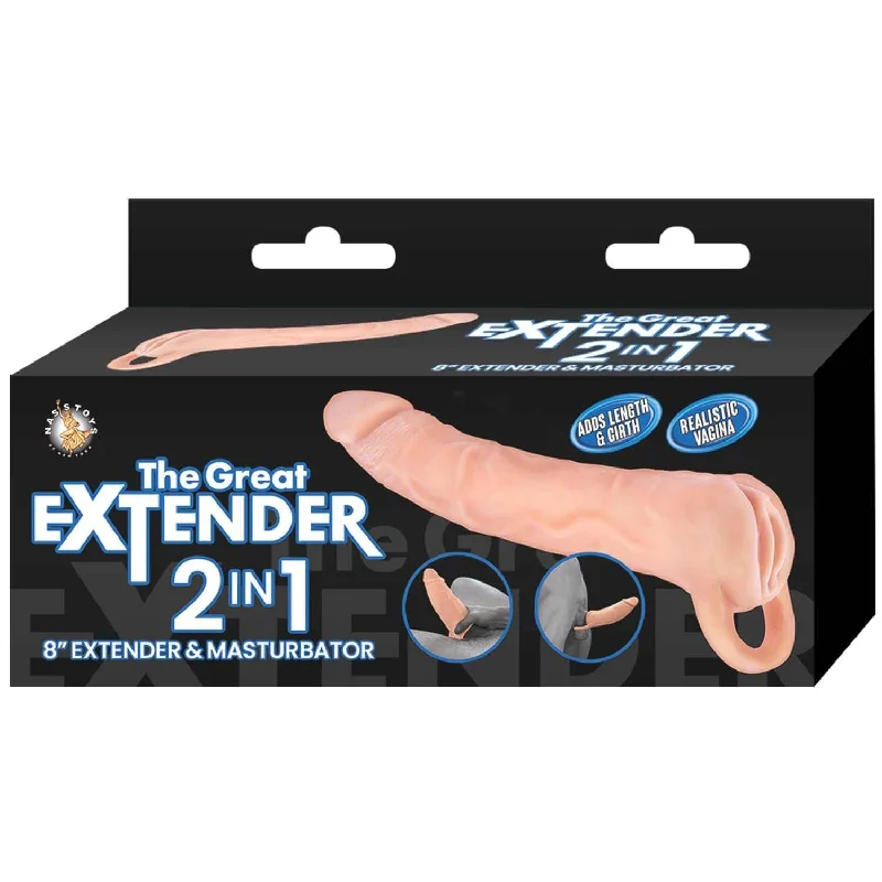 Nasstoys Great Extender 2-In-1 8” White Extender & Masturbator