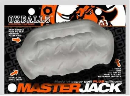 Oxballs Masterjack Double Penetration Stroker - Clear Ice Blue