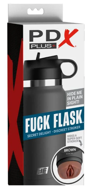 PDX Plus Fuck Flask Secret Delight Discreet Stroker - Grey Bottle/Brown