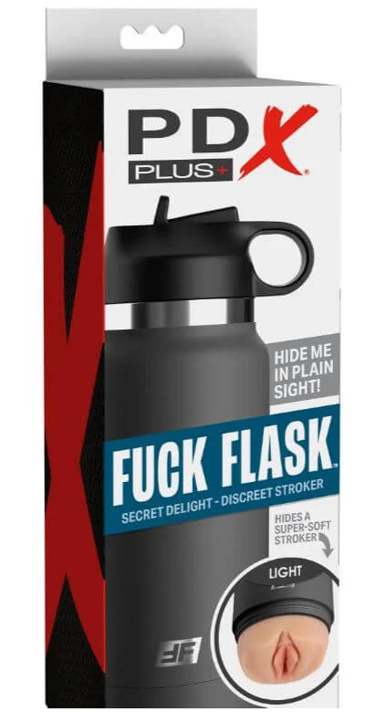 PDX Plus Fuck Flask Secret Delight Discreet Stroker - Grey Bottle/Light