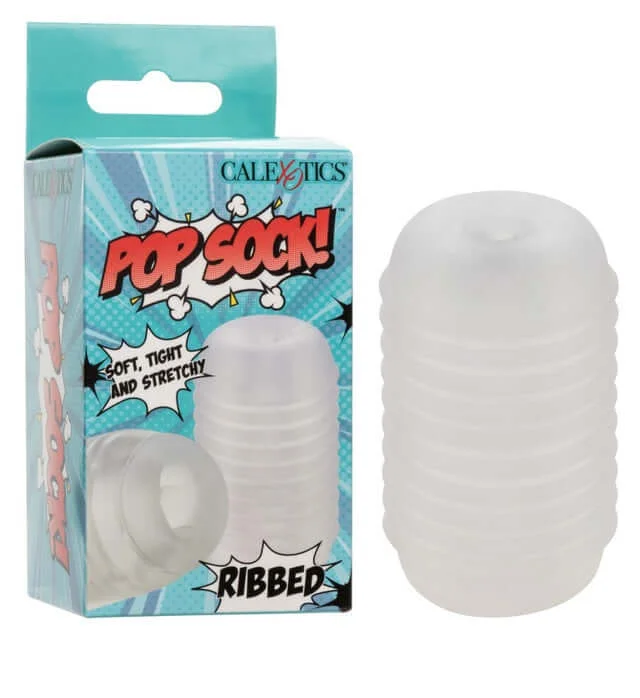 POP SOCK! Ribbed Clear Stroker - Multi-Textured Pleasure