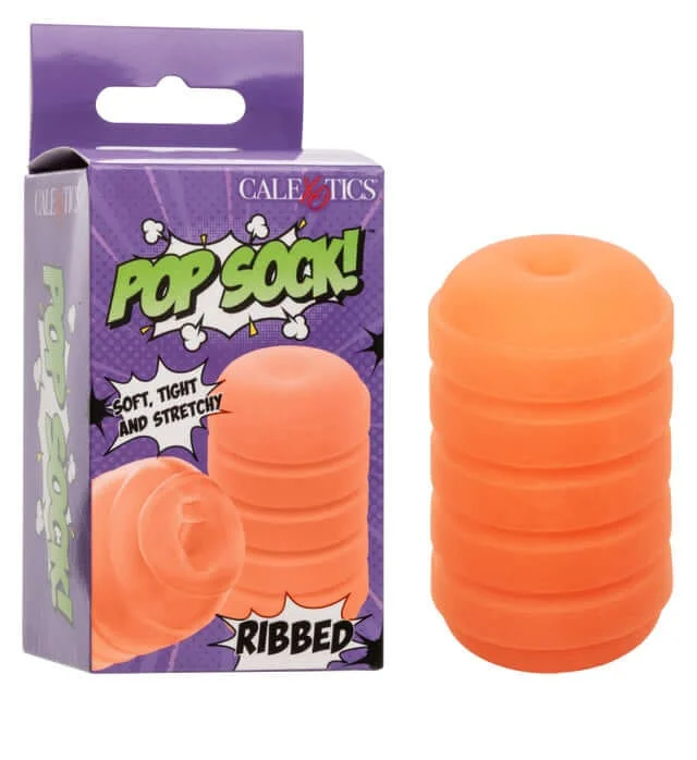 Pop Sock!™ Ribbed Orange - Multi-Textured Pleasure for Your Solo Adventures