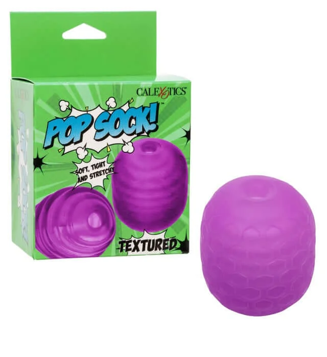 Pop Sock!™ Textured Purple Stroker - Dual-Texture Reversible Masturbator