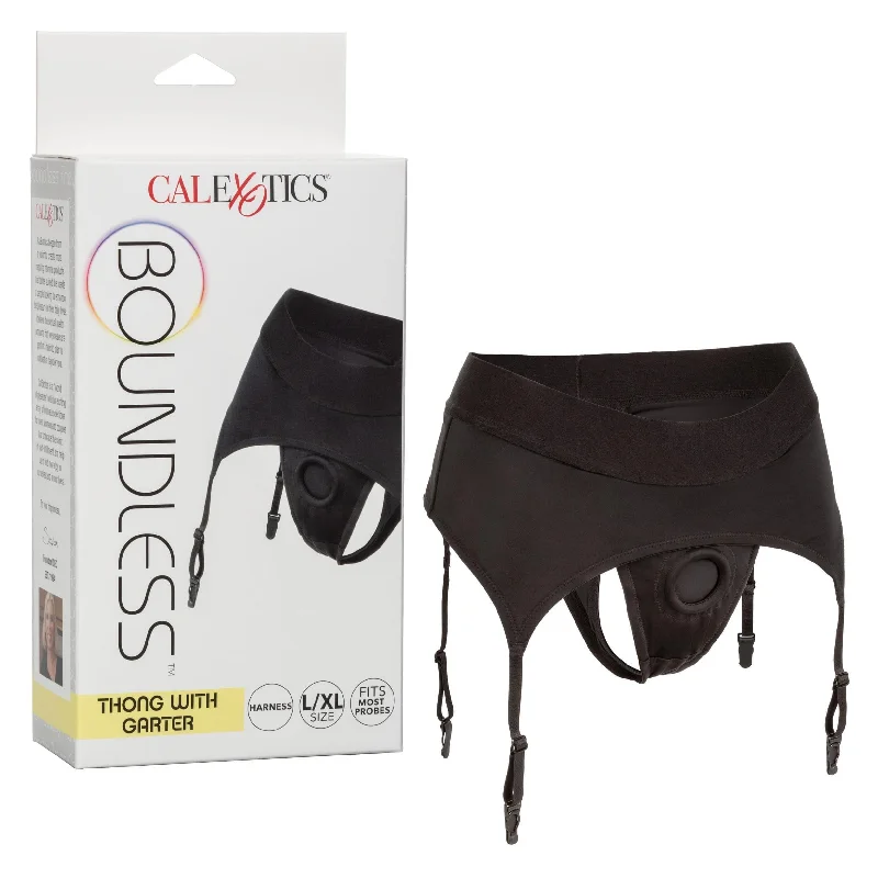 Boundless Thong With Garter - L-xl - Black